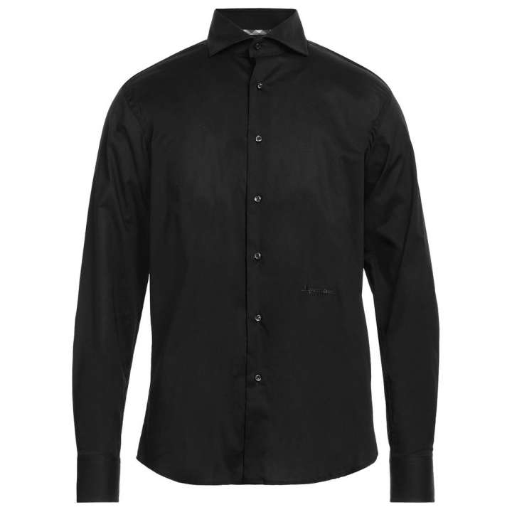 Priser på Aquascutum Elegant Black Cotton Shirt with Logo Embroidery