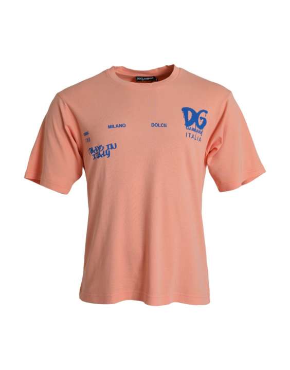 Priser på Dolce & Gabbana Coral Cotton Logo Print Short Sleeve T-shirt