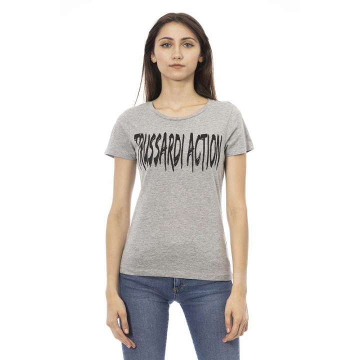 Priser på Trussardi Action Elegant Gray Cotton-Blend Tee with Chic Print