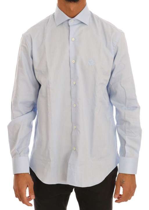 Priser på Cavalli Light Blue Cotton Dress Shirt