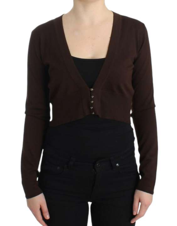 Priser på Cavalli Elegant Brown Virgin Wool Cropped Cardigan