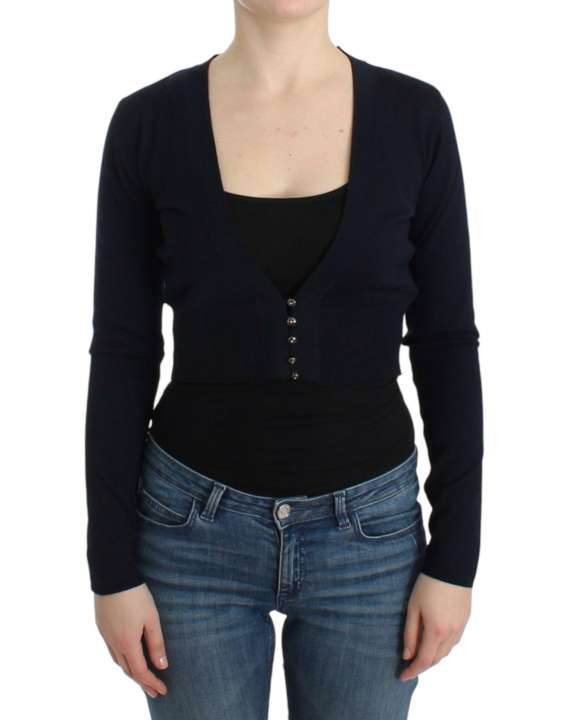 Priser på Cavalli Elegant Black Cropped Virgin Wool Cardigan