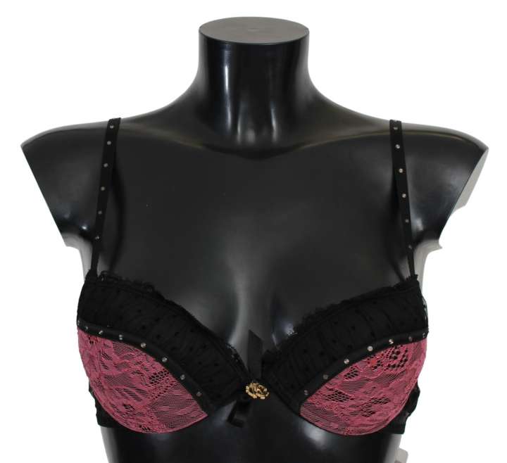 Priser på Roberto Cavalli Elegant Black Lace Push-Up Bra