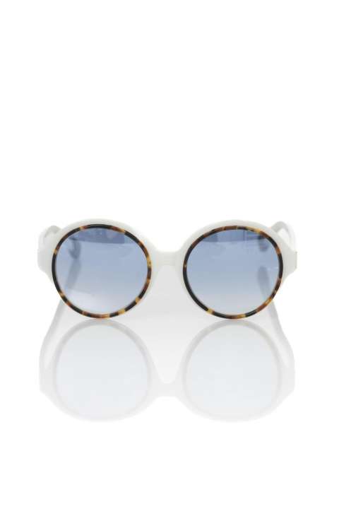 Priser på Frankie Morello Chic White Round Solbriller with Blue Shaded Lens