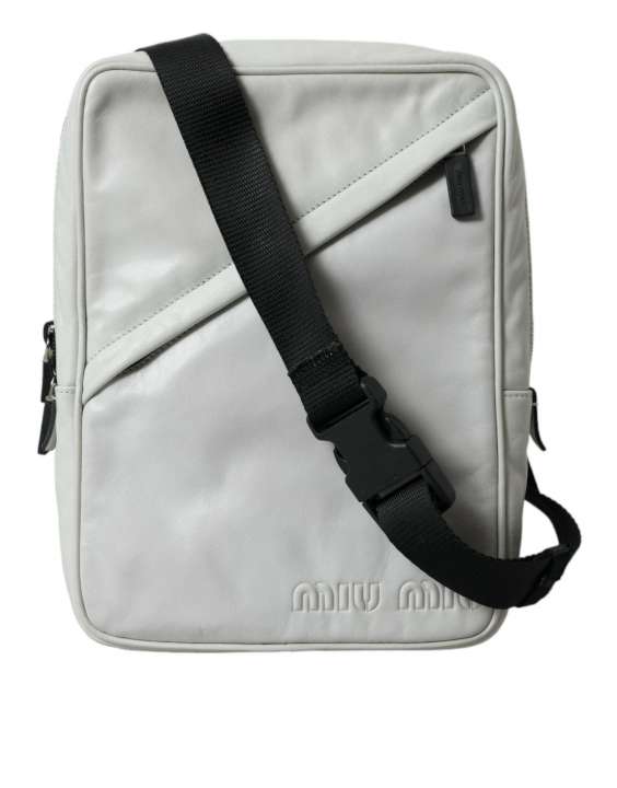 Priser på Miu Miu Elegant Black and White Leather Crossbody Bag