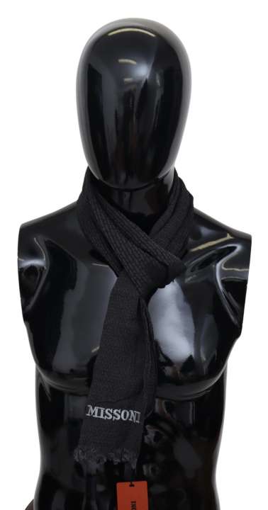 Priser på Missoni Elegant Black Wool Fringed Scarf