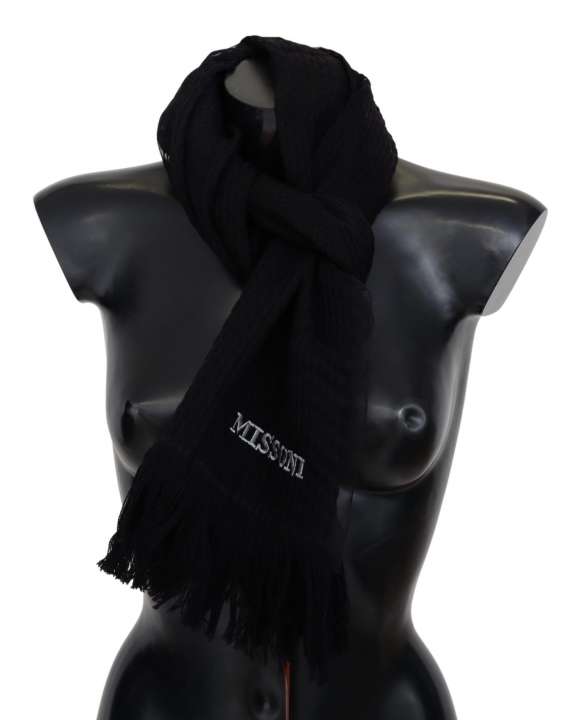 Priser på Missoni Elegant Wool Silk Unisex Black Scarf