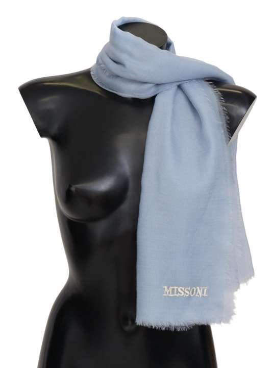 Priser på Missoni Elegant Light-Blue Cashmere Scarf with Fringes