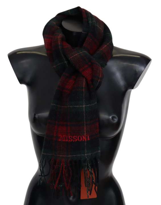 Priser på Missoni Elegant Check Wool Scarf with Logo Embroidery