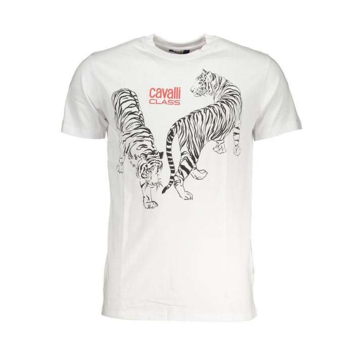 Priser på Cavalli Class White Cotton T-Shirt