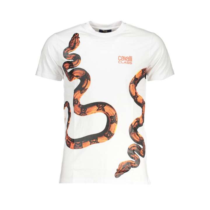 Priser på Cavalli Class White Cotton T-Shirt