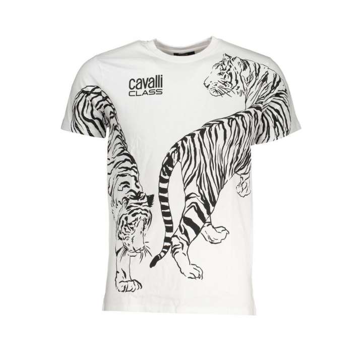 Priser på Cavalli Class White Cotton T-Shirt