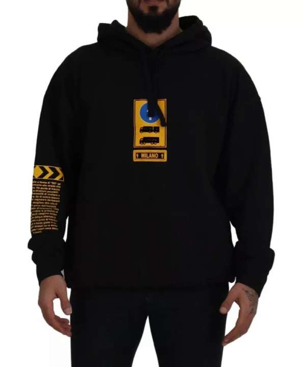 Priser på Dolce & Gabbana Black Cotton Logo Hooded Sweatshirt Sweater