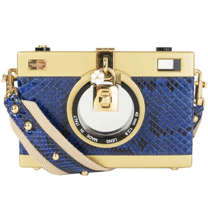 Priser på Dolce & Gabbana Blue Leather Di Pitone Crossbody Bag