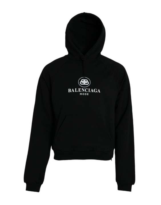 Priser på Balenciaga Black Cotton Logo Hooded Pullover Sweatshirt Sweater