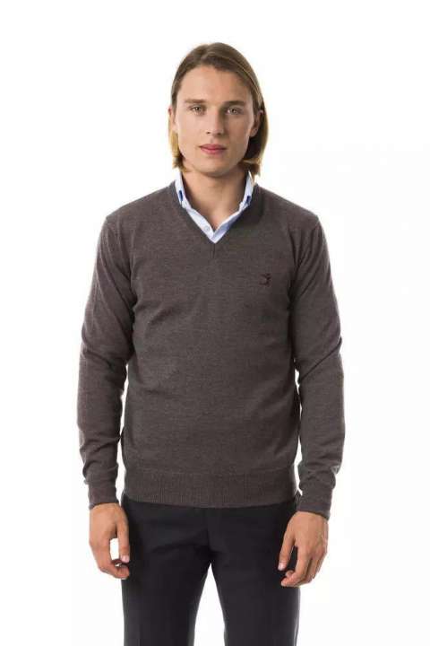 Priser på Uominitaliani Exquisite V-Neck Embroidered Merino Sweater