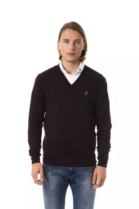 Priser på Uominitaliani Embroidered V-Neck Merino Wool Sweater