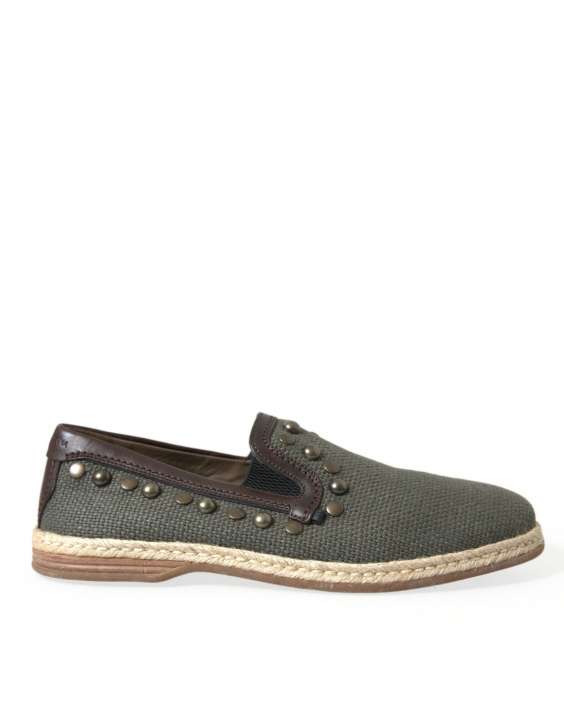 Priser på Dolce & Gabbana Studded Canvas Loafers Slipper Shoes