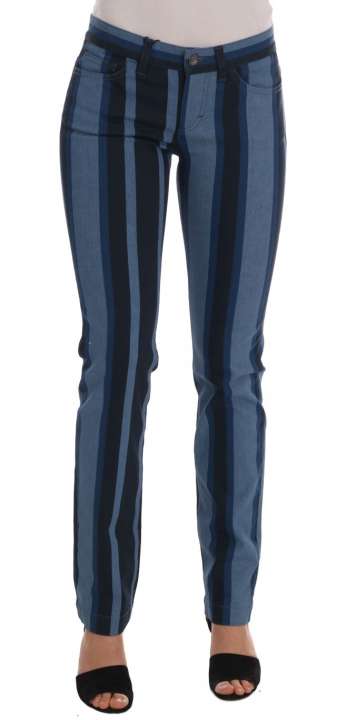 Priser på Dolce & Gabbana Chic Blue Striped Slim Fit Girly Jeans