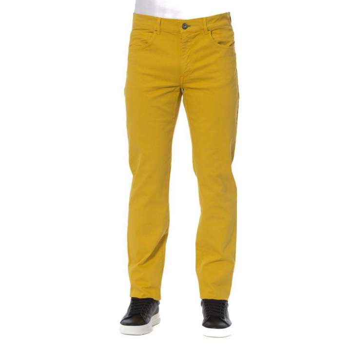 Priser på Trussardi Jeans Elegant Cotton Blend Yellow Trousers