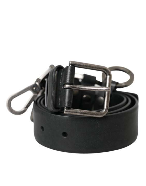 Priser på Dolce & Gabbana Black Calf Leather Silver Metal Buckle Belt