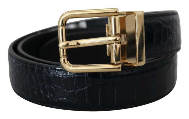 Priser på Dolce & Gabbana Black Exotic Leather Gold Metal Buckle Belt