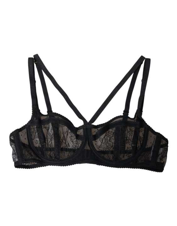 Priser på Dolce & Gabbana Black Floral Lace Nylon Balconcino Bra Underwear