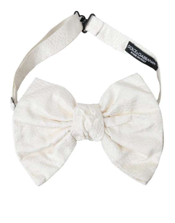 Priser på Dolce & Gabbana White Textured Cotton Adjustable Neck Bow Tie