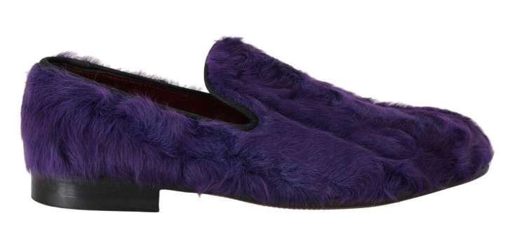 Priser på Dolce & Gabbana Plush Purple Sheep Fur Loafers