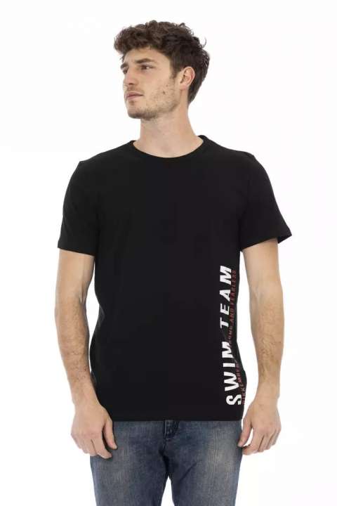 Priser på Bikkembergs Sleek Black Cotton Tee with Bold Front Print