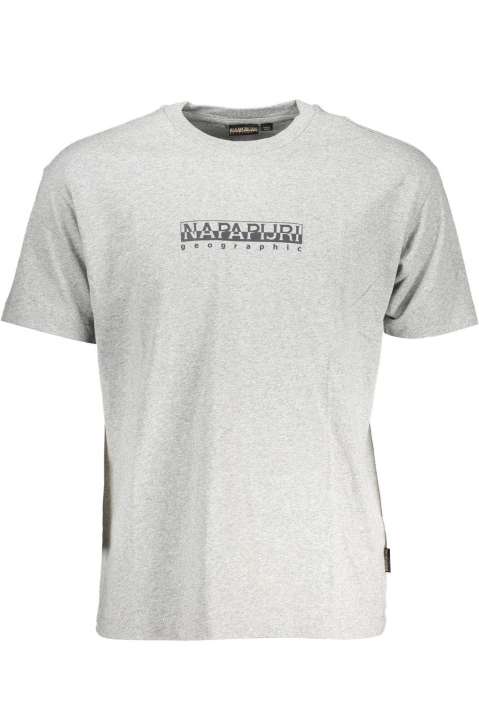 Priser på Napapijri Elegant Gray Logo Tee with Timeless Appeal