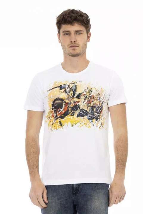 Priser på Trussardi Action Elevated Casual White Tee with Graphic Accent