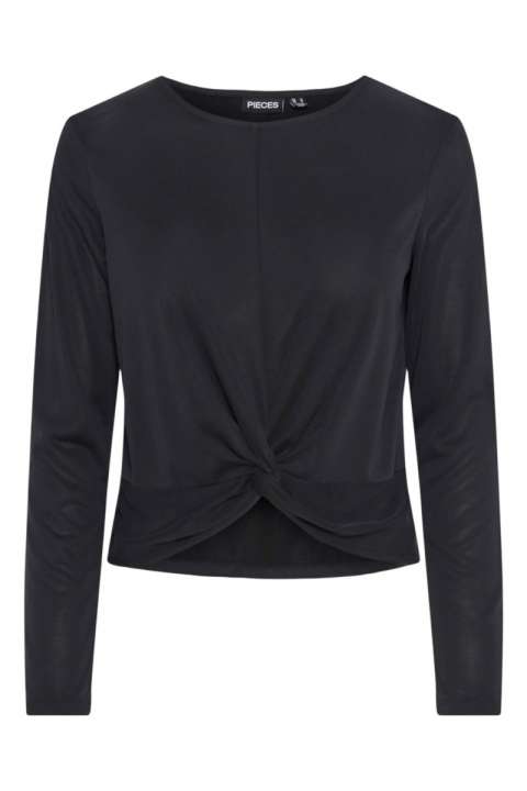 Priser på Pieces - Bluse - PC Anora LS KNOT TOP BC - Black