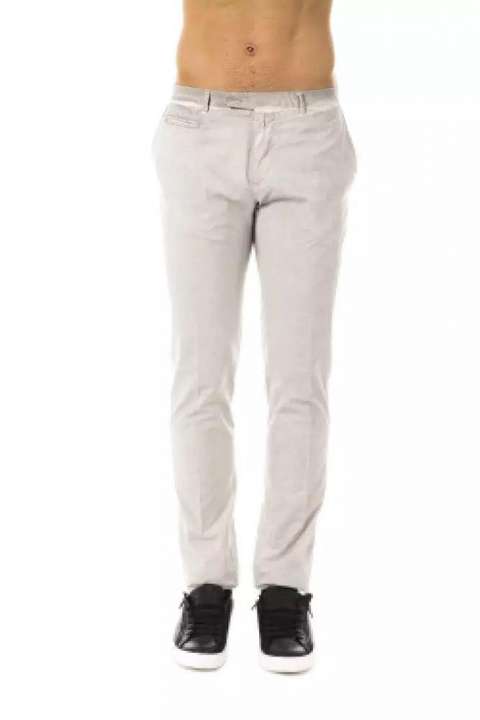 Priser på Uominitaliani Sleek Gray Casual Fit Cotton Pants for Herre