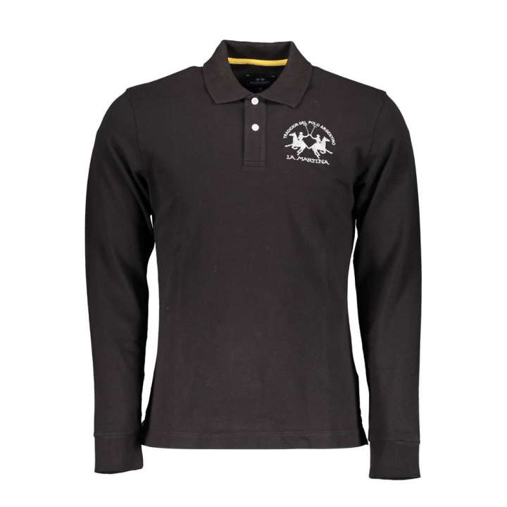 Priser på La Martina Elegant Long Sleeved Black Polo for Herre