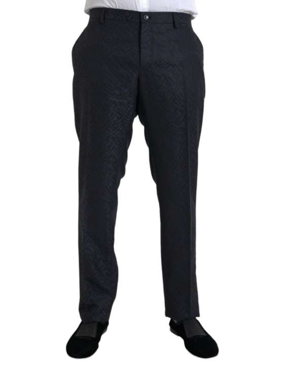 Priser på Dolce & Gabbana Blue Brocade Wool Skinny Herre Dress Pants