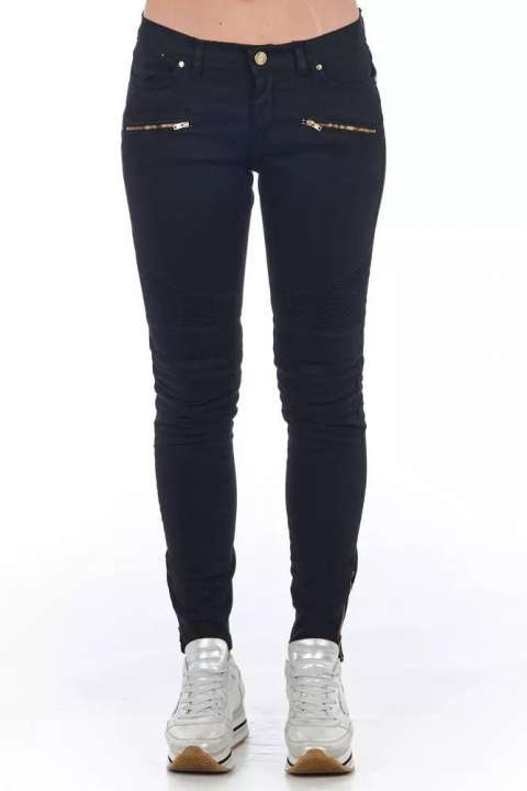 Priser på Frankie Morello Elegant Biker Stretch Denim Jeans in Black