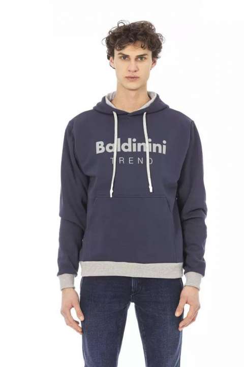 Priser på Baldinini Trend Chic Blue Cotton Fleece Hoodie with Front Logo