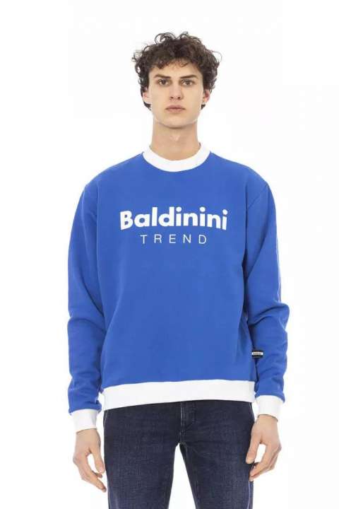 Priser på Baldinini Trend Sleek Blue Cotton Fleece Hoodie with Front Logo