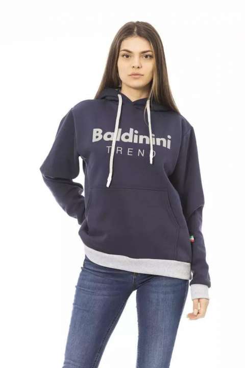 Priser på Baldinini Trend Chic Blue Cotton Hoodie with Front Logo