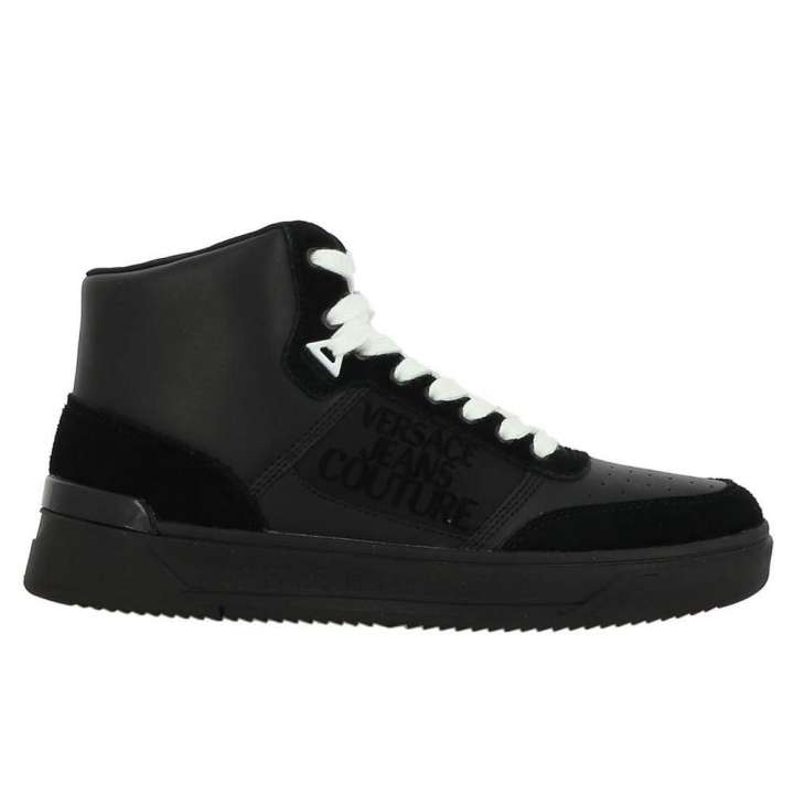 Priser på Versace Jeans Black Leather Di Calfskin Sneakers