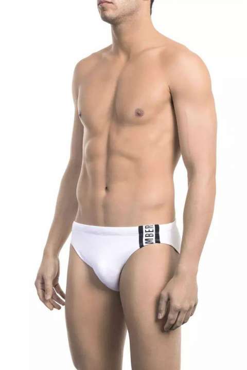 Priser på Bikkembergs Chic White Speedo with Side Print Detail