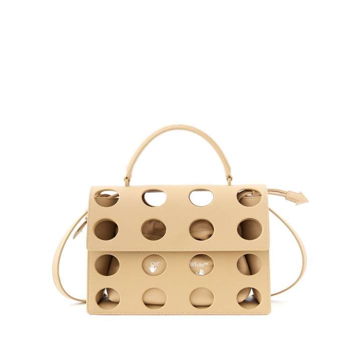 Priser på Off-White Chic Beige Leather Handbag for Sophisticated Style