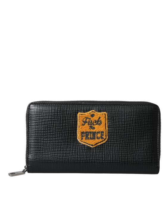 Priser på Dolce & Gabbana Black Leather Logo Patch Zip Around Continental Wallet