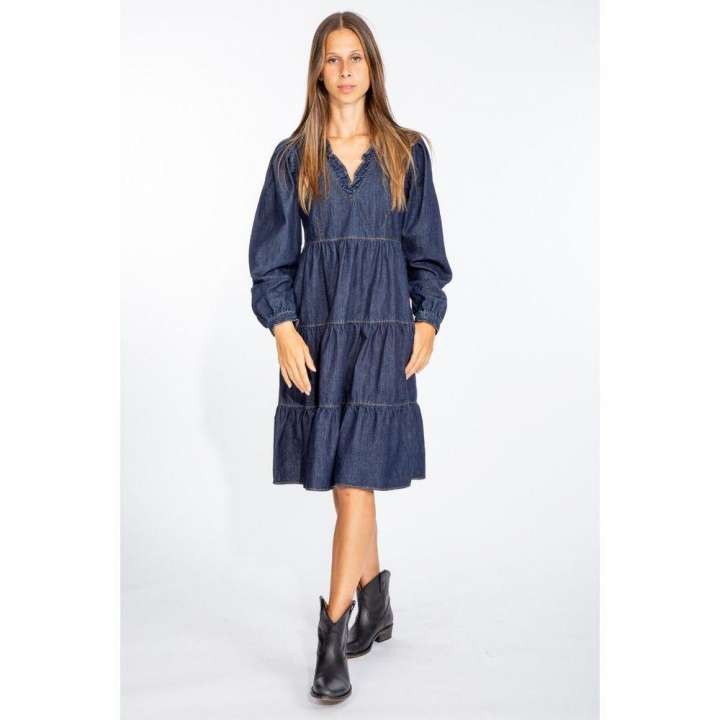 Priser på Love Moschino Elegant Dark Blue Denim Flare Dress