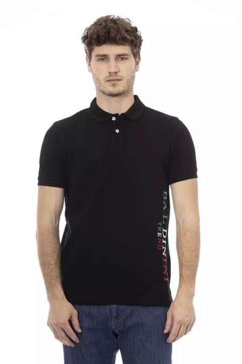 Priser på Baldinini Trend Classic Black Cotton Polo with Chic Embroidery