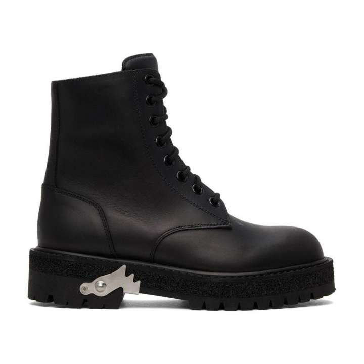 Priser på Off-White Sleek Black Leather Ankle Boots