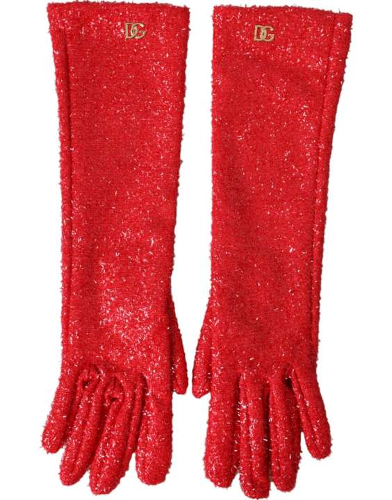 Priser på Dolce & Gabbana Red Lurex Fantasia Mid Arm Length Gloves