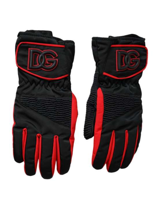 Priser på Dolce & Gabbana Black Red Nylon Wrist Length Gloves