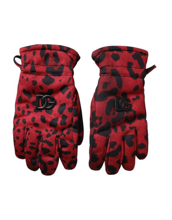 Priser på Dolce & Gabbana Red Leopard Logo Wrist Length Gloves